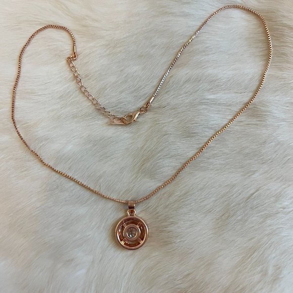 STunning Rose Gold Tone Round Crystal Rhinestone Pendant  18" Necklace 12450 - Picture 7 of 7